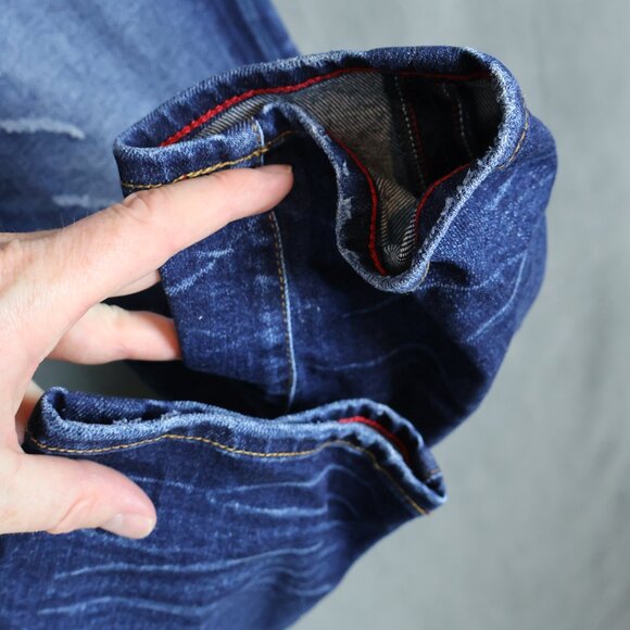 Armani Exchange Jeans Mens 30x32 J13 Slim Blue Whiskered Distressed Denim - Picture 8 of 15